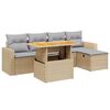 vidaXL 6 pcs conjunto de sof&aacute;s p/ jardim com almofad&otilde;es vime PE bege