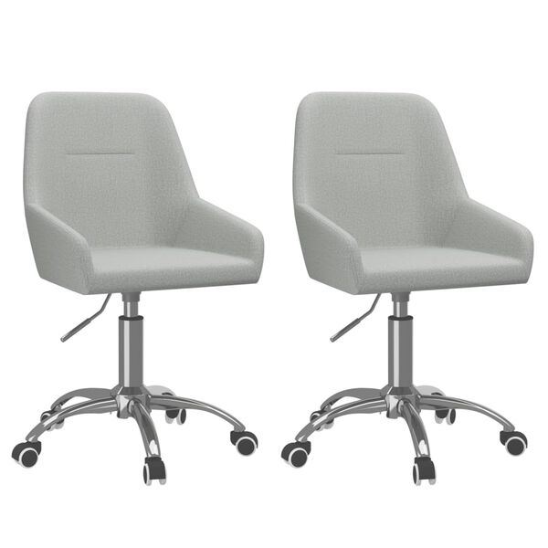 vidaXL Cadeiras de jantar girat&oacute;rias 2 pcs tecido cinzento-claro