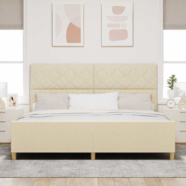 vidaXL Estrutura da Cama com cabeceira Creme 200 x 200 cm tecido