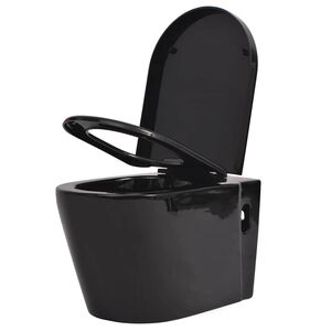 vidaXL Sanita de pendurar na parede em cer&acirc;mica, preto