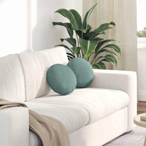 vidaXL Almofadas de Assento 2 pcs Verde do Mar &Oslash; 40 x 13 cm Veludo