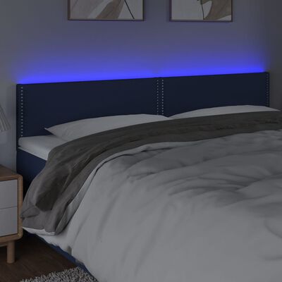 vidaXL Cabeceira de cama c/ luzes LED tecido 160x5x78/88 cm azul