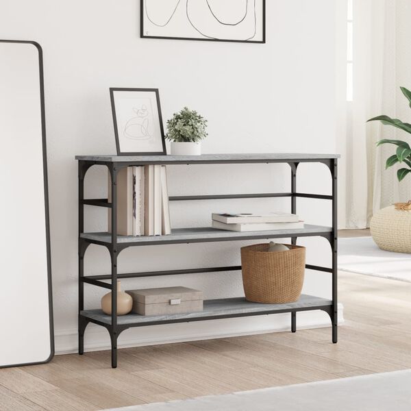 vidaXL Mesa consola 100x32x75 cm derivados de madeira cinzento sonoma