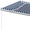 vidaXL Toldo retr&aacute;til autom&aacute;tico com postes 3,5x2,5 m azul e branco