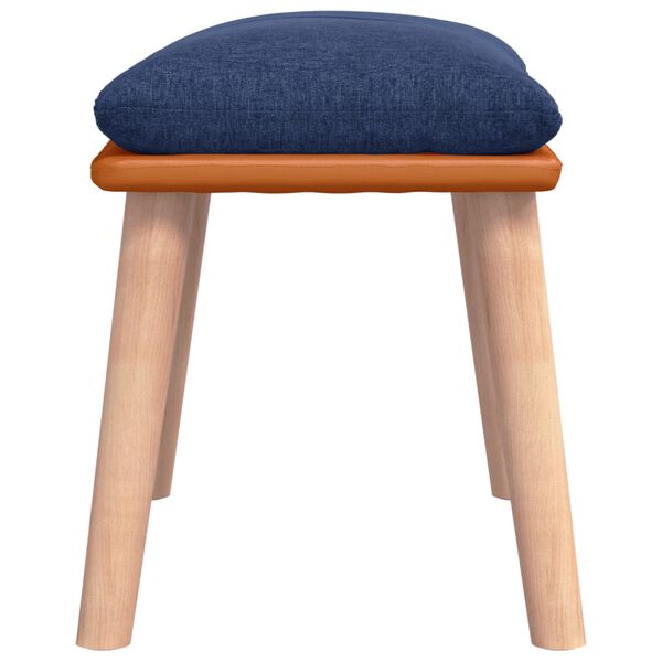 vidaXL Apoio de p&eacute;s 45x29,5x35 cm tecido/couro artificial azul