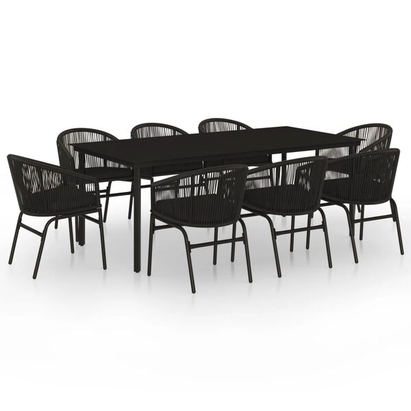 vidaXL 9 pcs conjunto de jantar para jardim preto