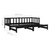 vidaXL Estrutura sof&aacute;-cama de puxar 2x(90x200) cm pinho maci&ccedil;o preto