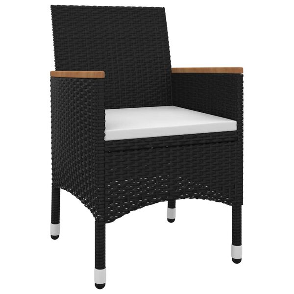 vidaXL 3 pcs conjunto de jantar p/ jardim c/ almofad&otilde;es vime PE/vidro