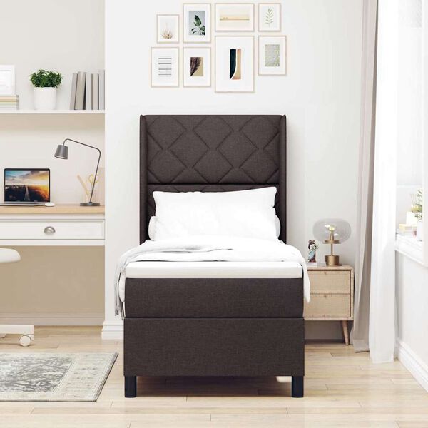 vidaXL Cama Box Spring LED Marrom Escuro 80 x 200 cm tecido