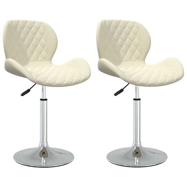 vidaXL Cadeiras de jantar girat&oacute;rias 2 pcs veludo cor creme