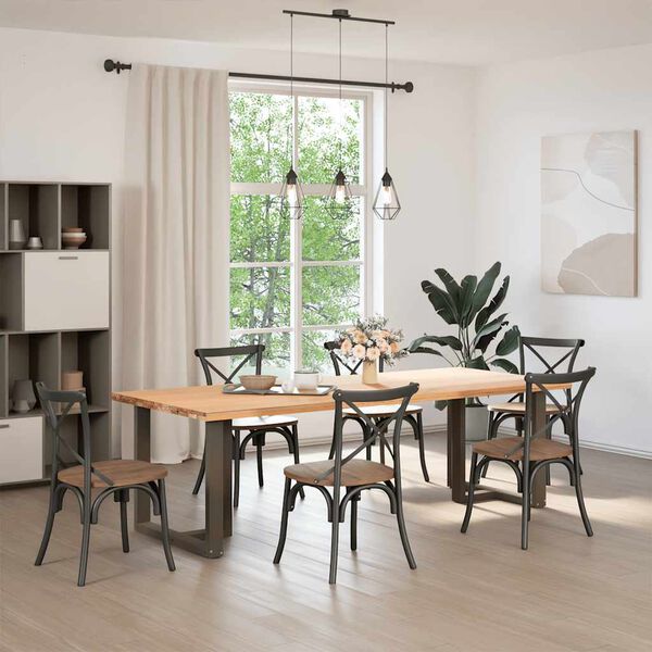 vidaXL P&eacute;s de mesa de jantar em forma de T, 2 pe&ccedil;as, preto, 70x35x(72-73) cm, a&ccedil;o