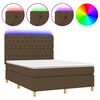 vidaXL Cama box spring c/ colch&atilde;o/LED 140x200cm tecido castanho-escuro