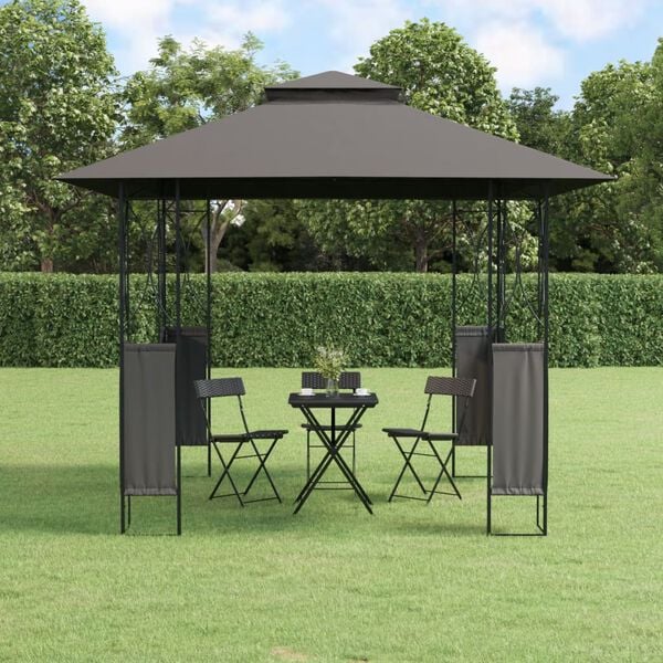 vidaXL Gazebo com telhado 300x300x270 cm a&ccedil;o antracite