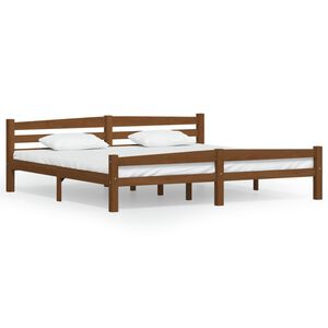 vidaXL Estrutura de cama 200x200 cm pinho maci&ccedil;o castanho mel