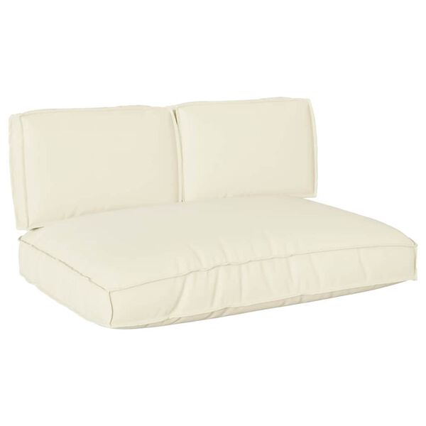 vidaXL Conjunto de Almofadas para Palete 3 pcs Creme 120 x 80 x 12 cm