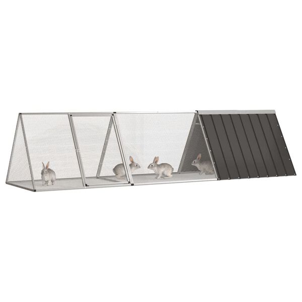 vidaXL Gaiola para coelhos Antracite 302,5x80,5x71 cm A&ccedil;o galvanizado