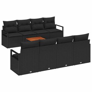 vidaXL Conjunto de Sof&aacute; de Jardim 9 unid. Preto vime PE