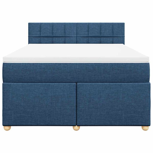 vidaXL Cama com molas/colch&atilde;o 140x190 cm tecido azul