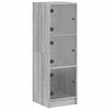 vidaXL Aparador alto c/ portas de vidro 35x37x109 cm cinzento sonoma