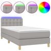 vidaXL Cama box spring c/ colch&atilde;o e LED 80x200 cm tecido cinza-claro