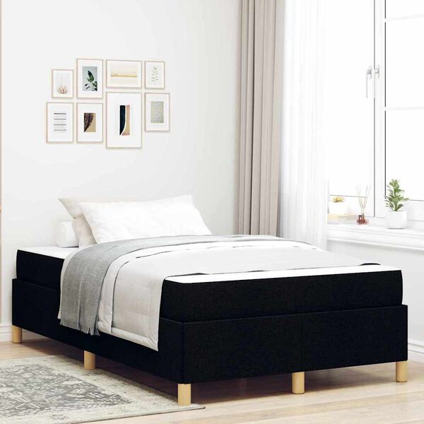 vidaXL Estrutura da Cama com colch&atilde;o Preto 120 x 200 cm tecido
