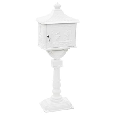 vidaXL Caixa correio pedestal vintage alumínio inoxidável branco