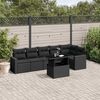 vidaXL 7 pcs conjunto de sof&aacute;s p/ jardim c/ almofad&otilde;es vime PE preto