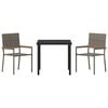 vidaXL Conjunto de Jantar para Jardim 3 pcs Cinzeto vime PE