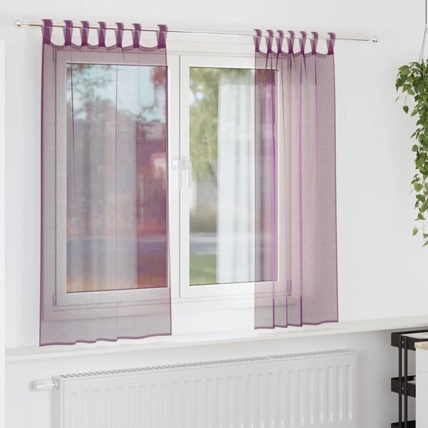 vidaXL Cortinas de voile com laços 2 pcs roxo 140x175 cm
