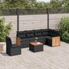 vidaXL 7 pcs conjunto de sof&aacute;s p/ jardim c/ almofad&otilde;es vime PE preto