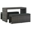 vidaXL Conjunto jantar p/ exterior com almofad&otilde;es 3 pcs vime cinzento