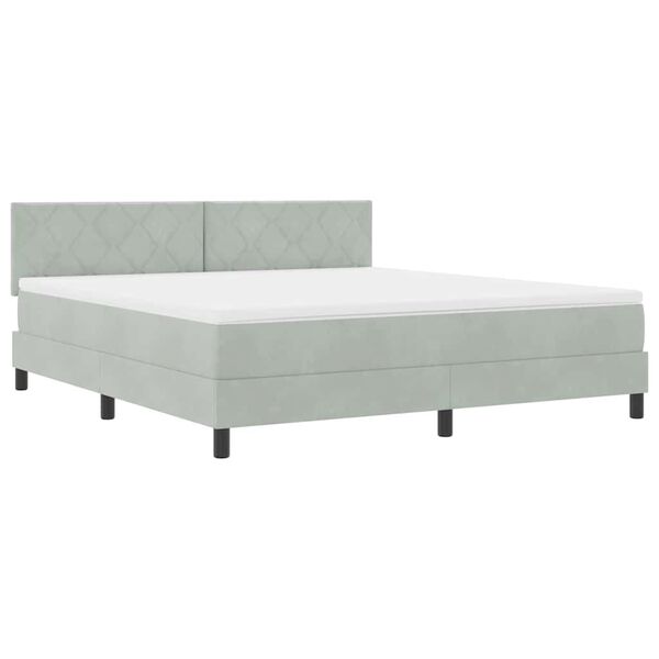 vidaXL Cama Box com colch&atilde;o Cinzento-claro 180 x 200 cm Veludo