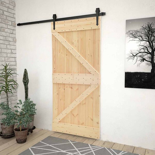vidaXL Porta NARVIK Natural 90 x 210 cm Madeira de Pinus S&oacute;lida