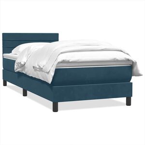 vidaXL Cama com molas/colch&atilde;o azul-escuro 80x210 cm veludo