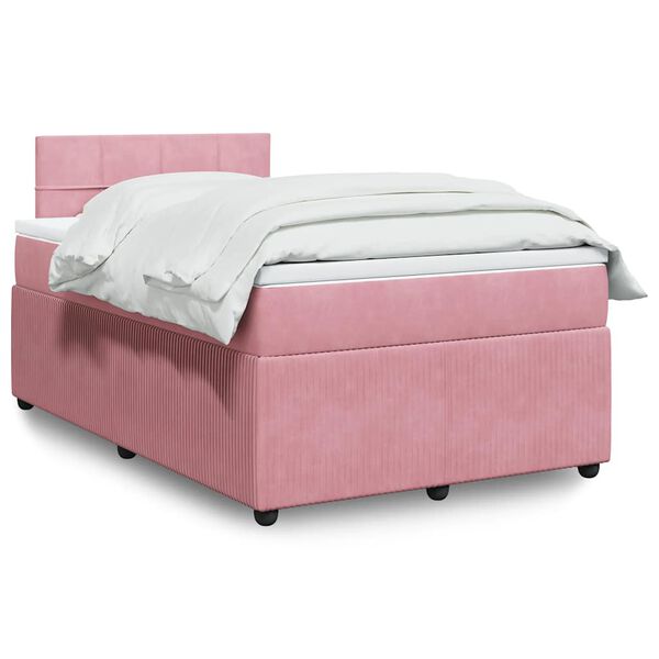 vidaXL Cama boxspring com colch&atilde;o 120x190 cm veludo rosa
