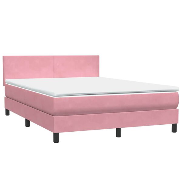 vidaXL Cama com molas/colch&atilde;o 160x220 cm veludo rosa