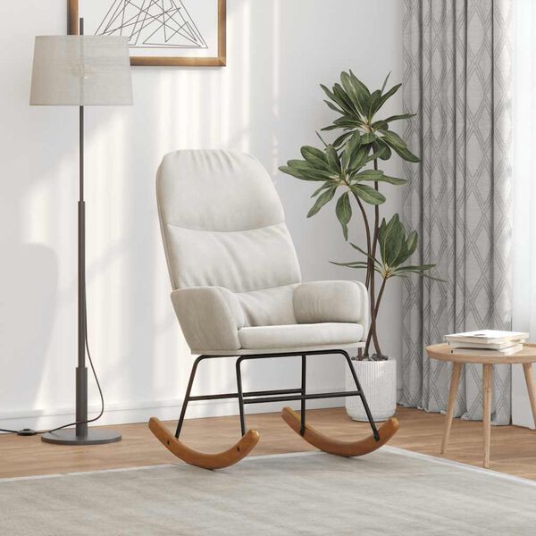 vidaXL Cadeira de baloi&ccedil;o veludo branco nata