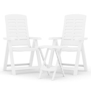 vidaXL 3 pcs conjunto de jantar para jardim polipropileno branco