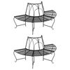 vidaXL Banco de &aacute;rvore semicircular 2 pcs &Oslash;159 cm a&ccedil;o preto