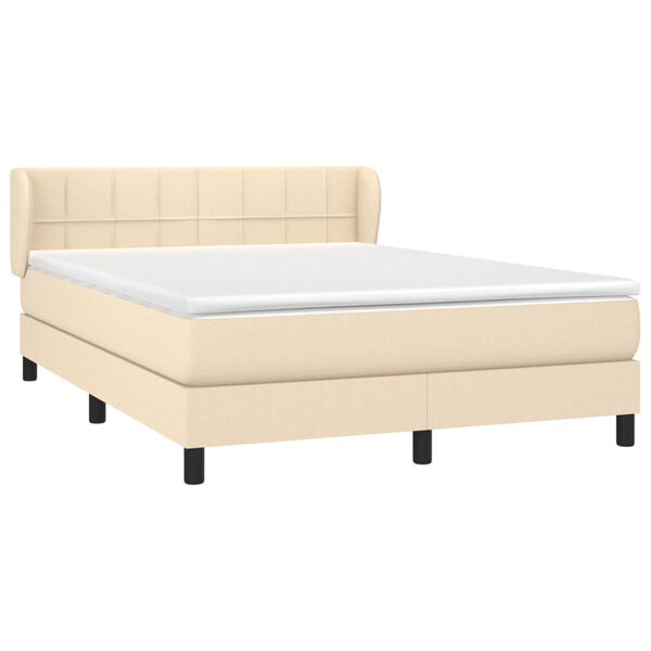 vidaXL Cama com molas/colch&atilde;o 140x200 cm tecido cor creme
