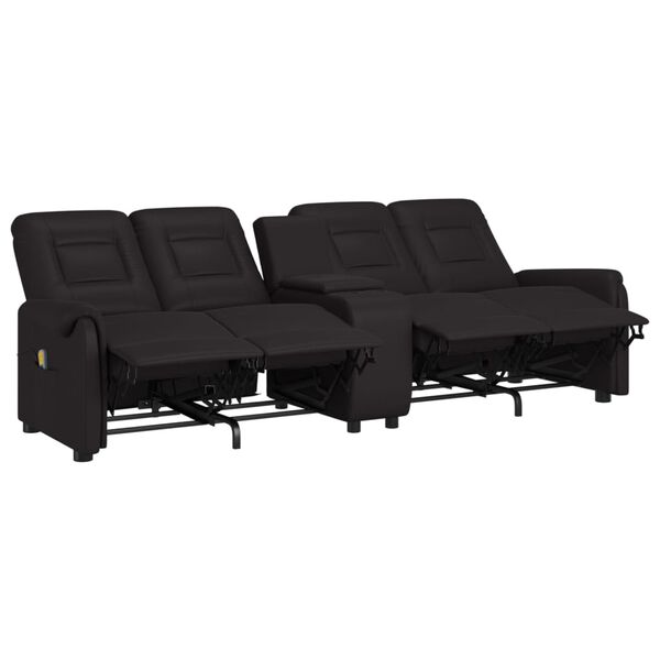 vidaXL Poltrona massagem 4 lug. reclin&aacute;vel c/ suporte copo preto
