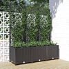 vidaXL Vaso de jardim com treli&ccedil;a preto 120x40x136 cm PP