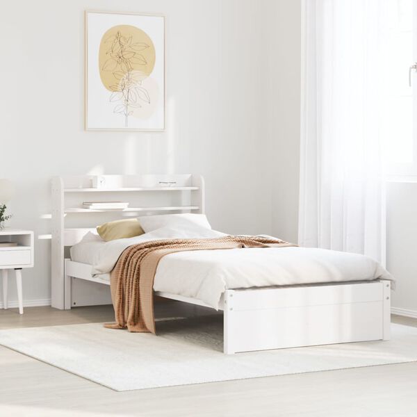 vidaXL Estrutura de cama c/ cabeceira sem colch&atilde;o 100x200 cm branco