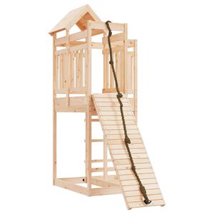 vidaXL Casa de brincar com parede de escalar madeira de pinho maci&ccedil;a