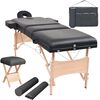 vidaXL Mesa massagem dobr&aacute;vel 3 zonas + banco 10 cm espessura preto