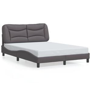 vidaXL Estrutura de cama sem colch&atilde;o Hvar 120x200cm couro artificial cinzento