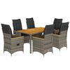 vidaXL 7 pcs conjunto de jantar p/ jardim c/ almofad&otilde;es vime PE cinza