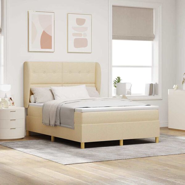 vidaXL Cama Box Springs com Colch&atilde;o Cinza Escuro 90x190 cm Creme