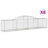 vidaXL Cestos gabi&atilde;o arqueados 8 pcs 300x50x60/80 cm ferro galvanizado