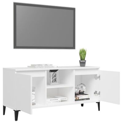 vidaXL Móvel de TV com pernas em metal 103,5x35x50 cm branco